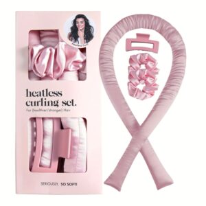 Pink Bow Heatless Curling Set