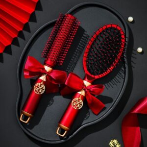 Red Bow Accent Hair Brush Set
